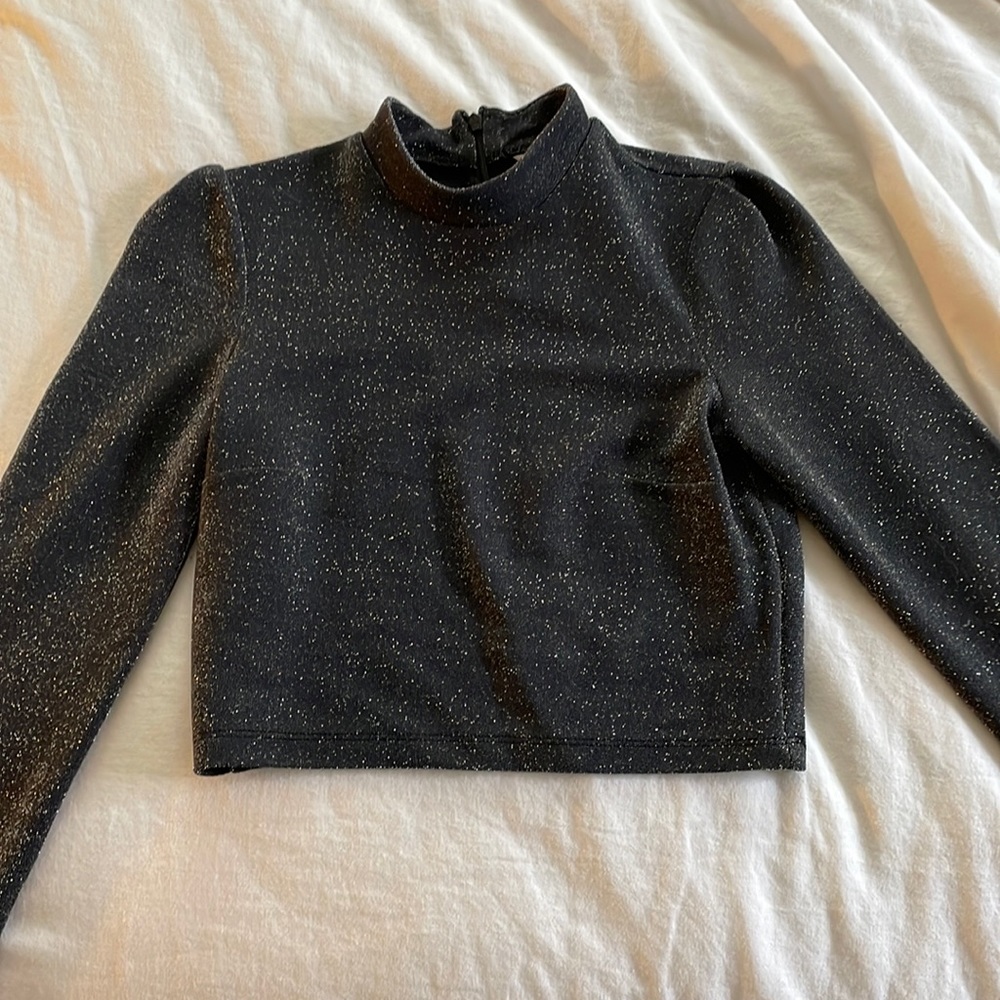 H&M Black Glitter Crop Top